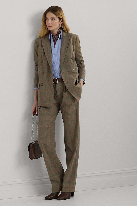 Lauren Ralph Lauren pantaloni in lana colore marrone  200940239