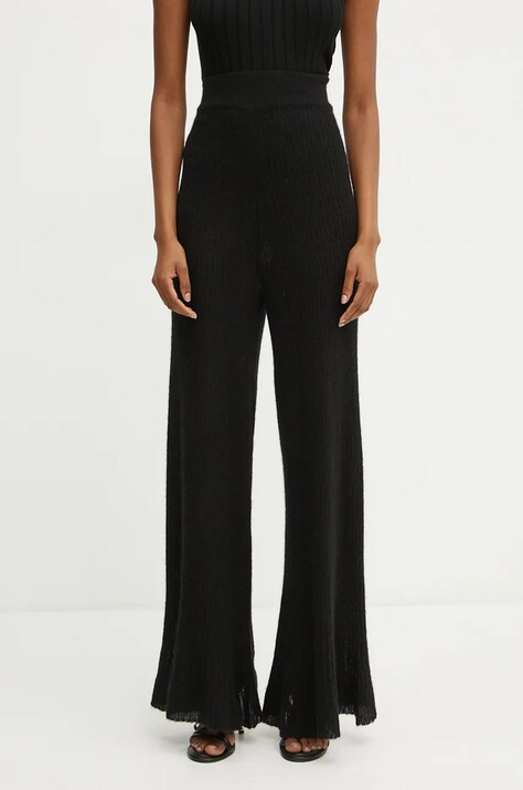 Pinko pantaloni de lana culoarea negru, neted, 104349 A26W