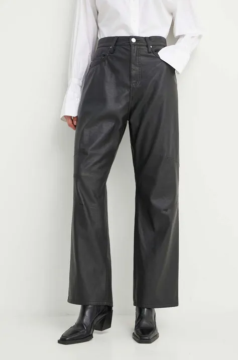 Kalhoty Won Hundred dámské, černá barva, široké, high waist, 3043-16010
