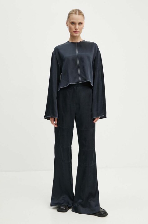 Штани з домішкою льону Day Birger et Mikkelsen Jonas - High Shine Blend RD — AW24-SPD065, темно-синій — фото 2