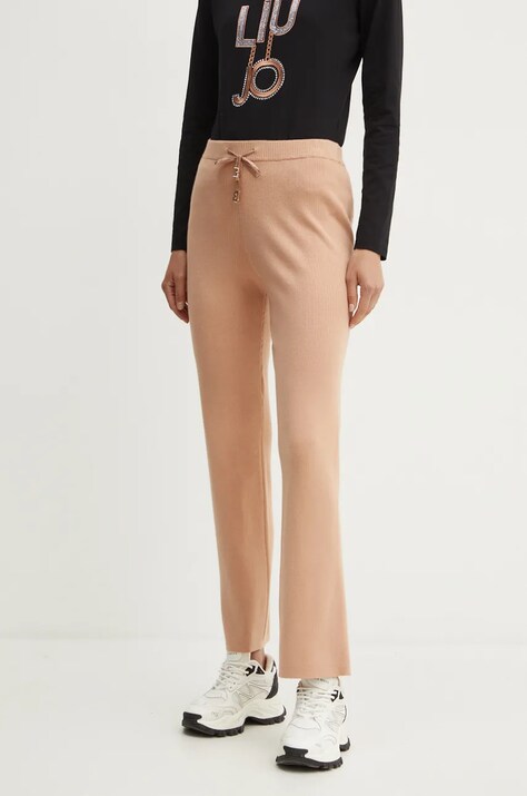 Liu Jo pantaloni femei, culoarea roz, drept, high waist, TF4214 MS75L