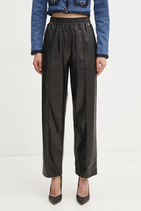 Liu Jo pantaloni femei, culoarea negru, drept, high waist, WF4153 E0392