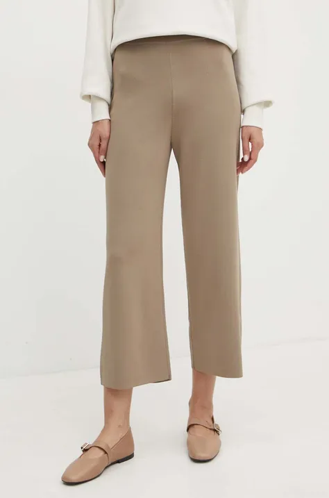 Max Mara Leisure spodnie damskie kolor beżowy proste high waist 2426336017600