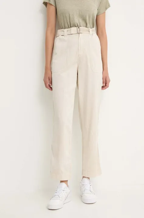 Pepe Jeans spodnie AYLIN damskie kolor beżowy proste high waist PL211763