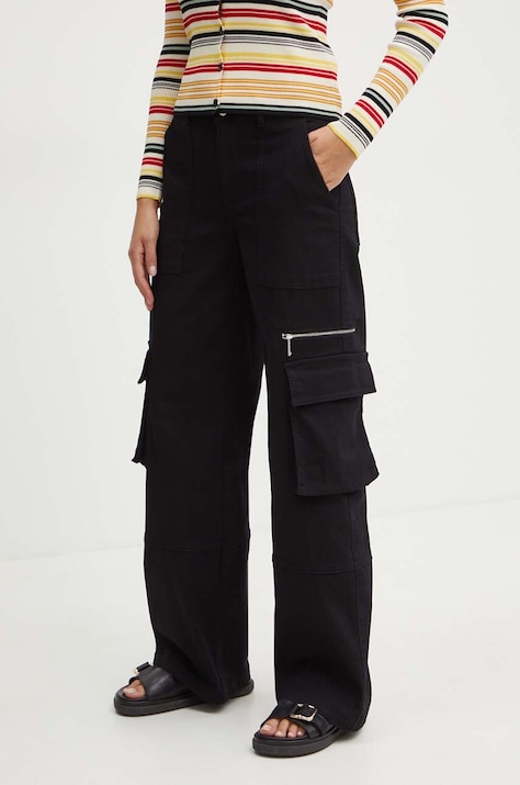 MAX&Co. pantaloni femei, culoarea negru, drept, high waist, 2426136021200