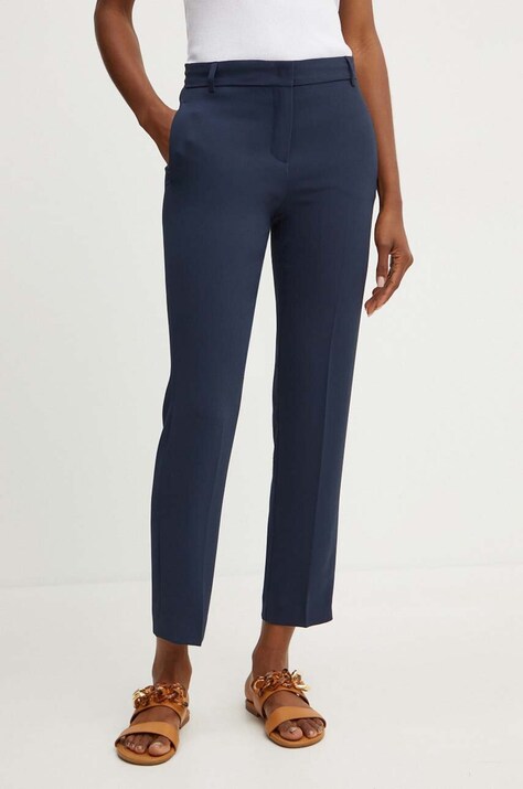 MAX&Co. pantaloni femei, culoarea albastru marin, fason tigareta, high waist, 2426136032200