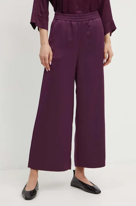 MAX&Co. spodnie damskie kolor fioletowy szerokie high waist 2426136081200