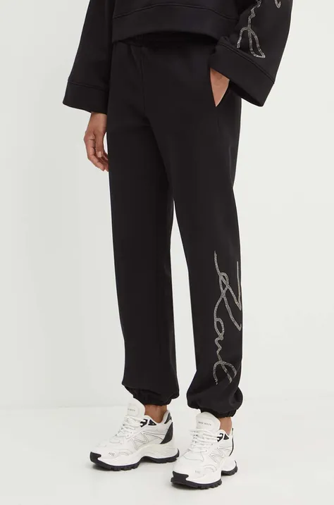 Παντελόνι φόρμας Karl Lagerfeld χρώμα: μαύρο, 245W1053
