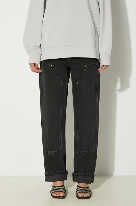 Carhartt WIP jeansi Nashua Double Knee Pant femei high waist, I033748.8906