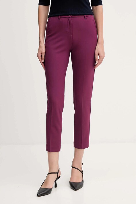 Kalhoty United Colors of Benetton dámské, fialová barva, high waist, 4L4H557R4