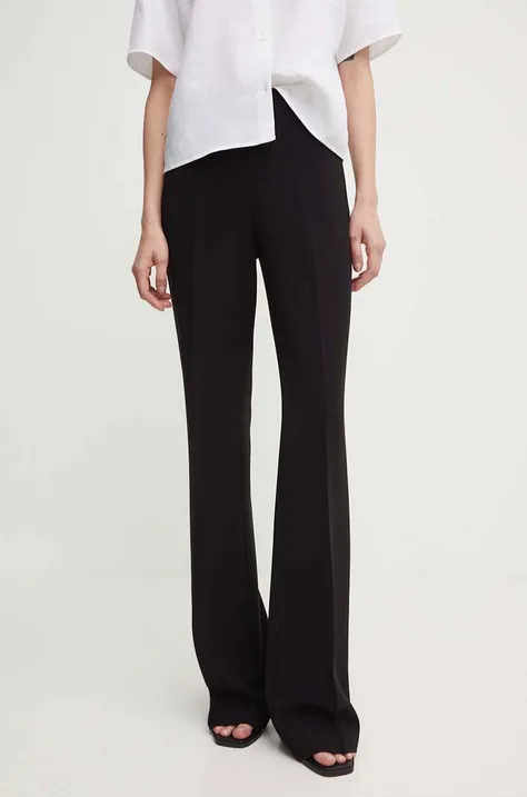 Theory spodnie damskie kolor czarny dzwony high waist G0709216