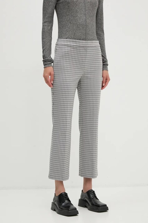 Kalhoty Theory dámské, šedá barva, jednoduché, high waist, O0727204
