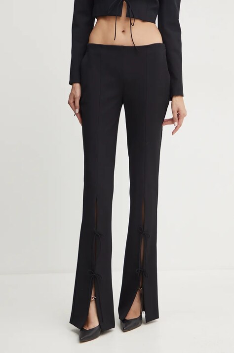 Nohavice Versace Jeans Couture dámske, čierna farba, cigaretový strih, vysoký pás, 77HAA115 N0394