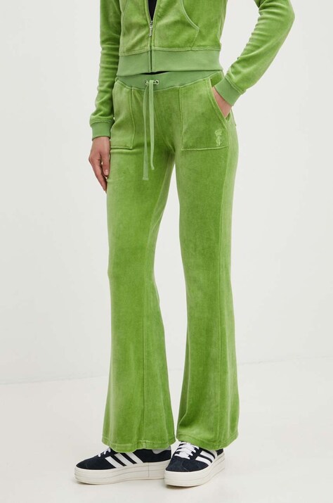 Velurové teplákové kalhoty Juicy Couture CAISA zelená barva, JCSEBJ008