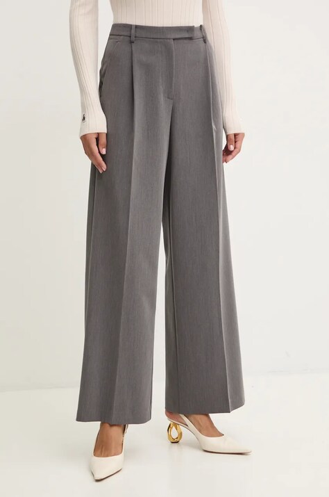 Брюки Patrizia Pepe женские цвет серый широкие высокая посадка 2P1642 A498