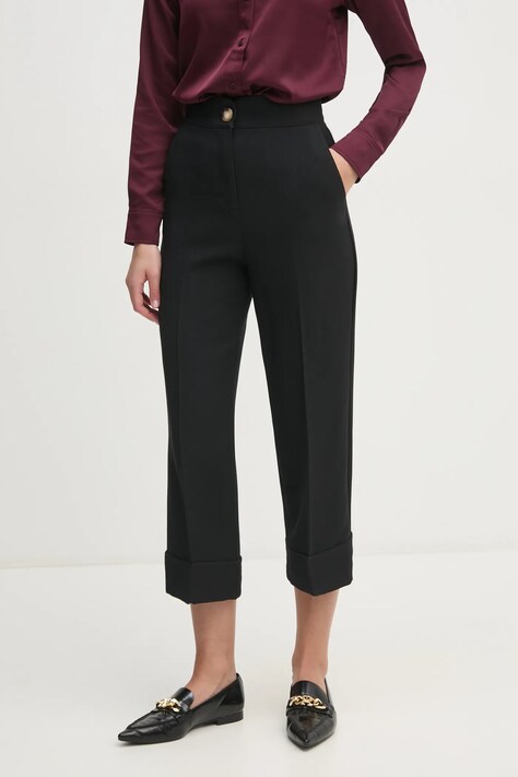 United Colors of Benetton pantaloni din lana culoarea negru, fason tigareta, high waist, 42ZWDF07J