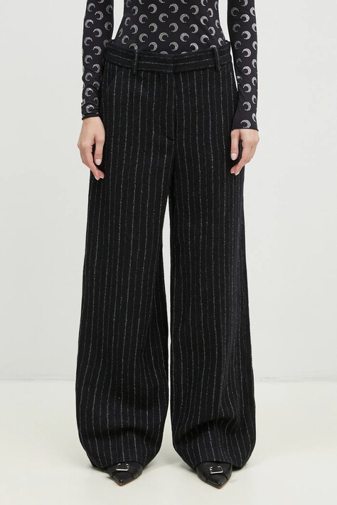 Kenzo wool trousers Stripped Wide Pants black color FE62PA0949GM.99