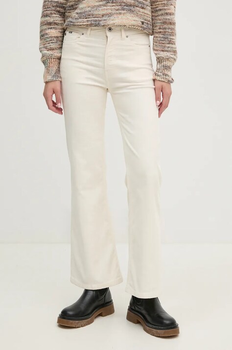 Menčestrové nohavice Pepe Jeans WILLA béžová farba, zvony, vysoký pás, PL211786
