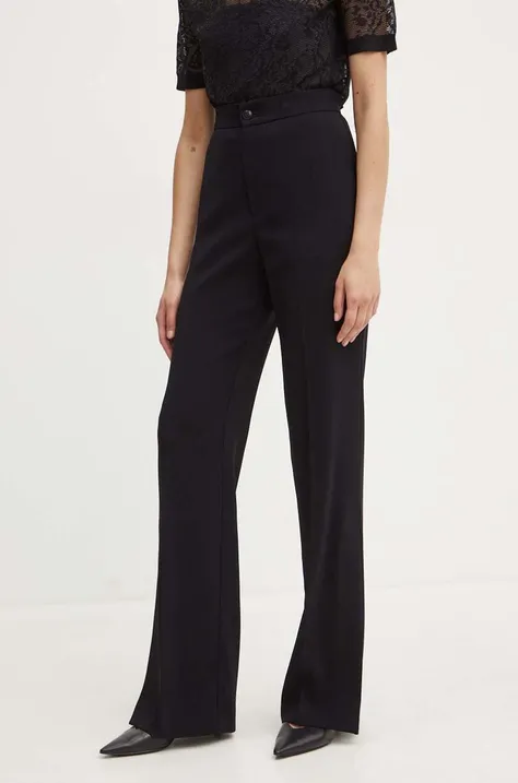Twinset spodnie damskie kolor czarny dzwony high waist 242TP2085