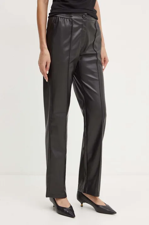 Twinset spodnie damskie kolor czarny proste high waist 242TP2201