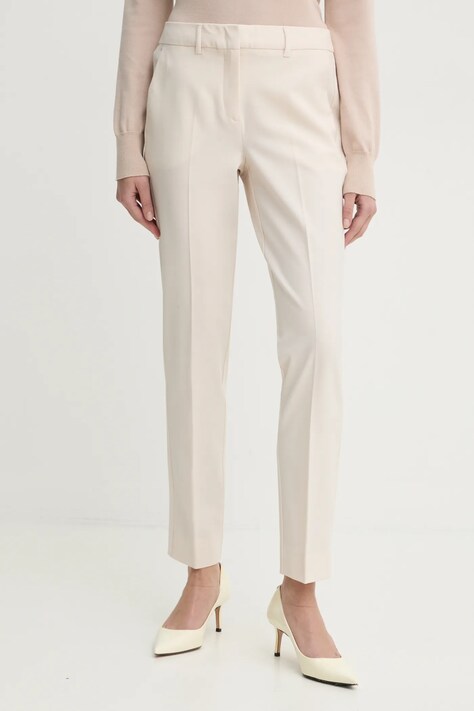 Штани з домішкою вовни Marella колір бежевий фасон chinos висока посадка 2423136052200