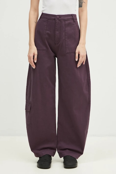 Alpha Industries pantaloni de bumbac Field Pant culoarea violet, lat, high waist, 148021