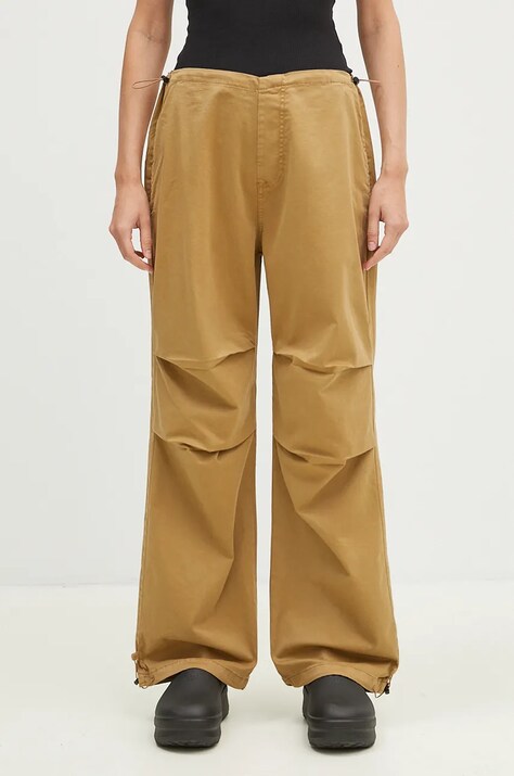 Nohavice Alpha Industries Cargo Jogger Pant dámske, béžová farba, široké, vysoký pás, 148024