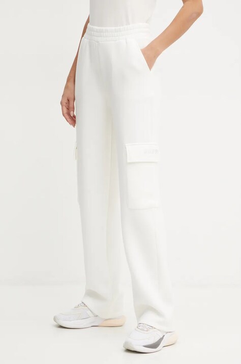 Guess pantaloni de trening CECILIA culoarea bej, cu imprimeu, V4BB12 K7UW2