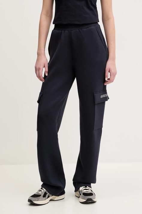 Guess pantaloni de trening CECILIA culoarea bej, cu imprimeu, V4BB12 K7UW2