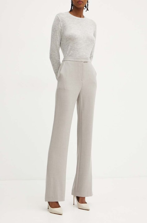 BOSS pantaloni femei, culoarea gri, drept, high waist, 50518860