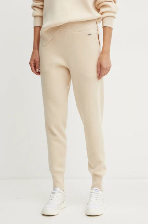 BOSS pantaloni tuta in cotone colore beige 50505692