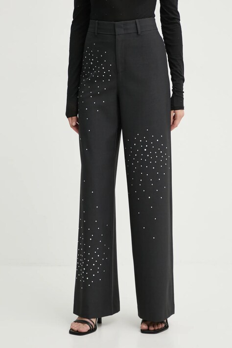 Hlače MAX&Co. za žene, boja: siva, ravni kroj, visoki struk, 2426136015200