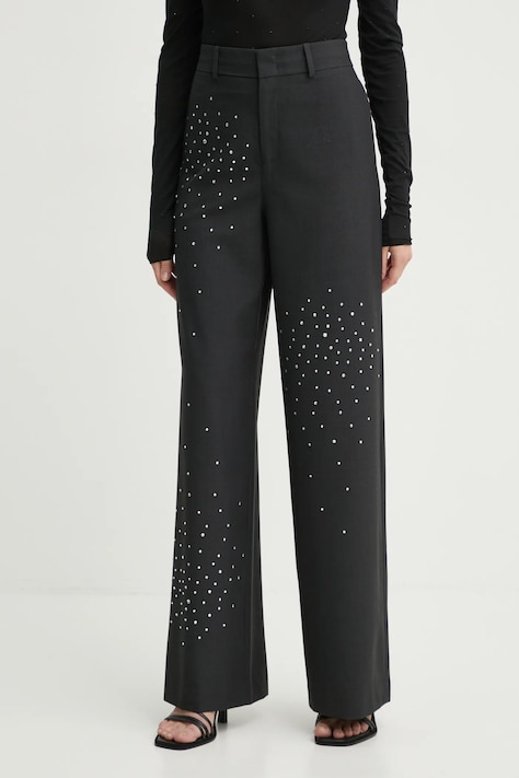 Hlače MAX&Co. za žene, boja: siva, ravni kroj, visoki struk, 2426136015200