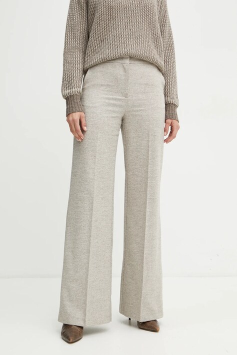 MAX&Co. pantaloni din lana culoarea bej, evazati, high waist, 2426136054200