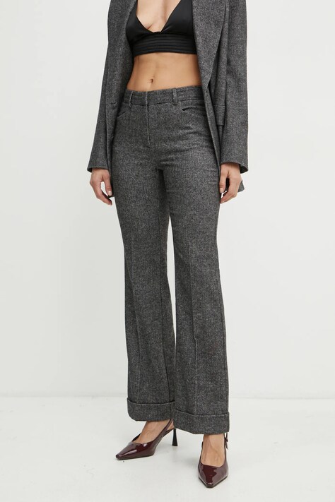 Vunene hlače MAX&Co. boja: siva, ravni kroj, visoki struk, 2426136124200