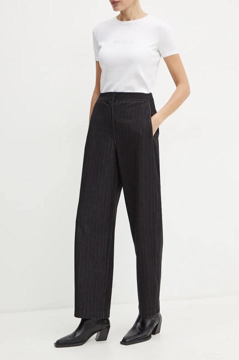 MAX&Co. pantaloni femei, culoarea negru, drept, high waist, 2426786013200