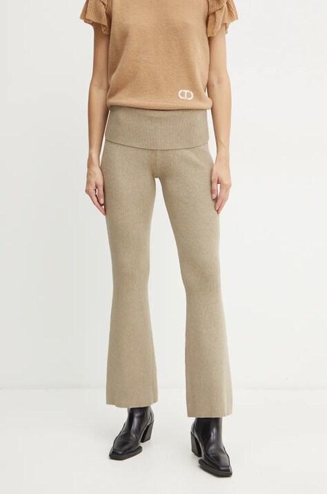 Guess pantaloni NINA femei, culoarea bej, evazati, high waist, W4BB53 Z3K92