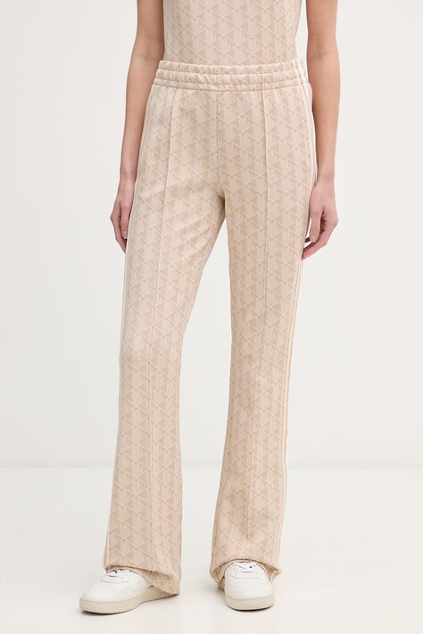 Lacoste spodnie dzwony damskie beżowe high waist XF9313
