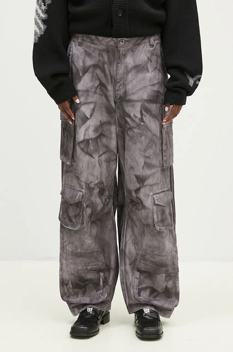 Бавовняні штани adidas Originals Xxl Cargo Pant колір сірий широкі висока посадка IW5532