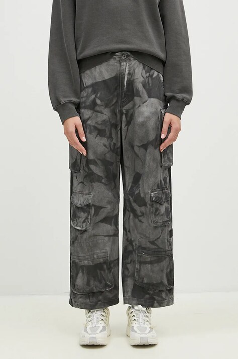 Бавовняні штани adidas Originals Xxl Cargo Pant колір сірий широкі висока посадка IW5537