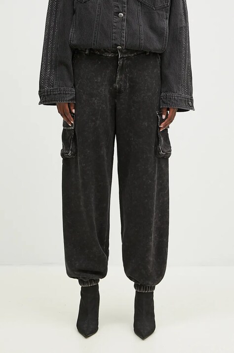 adidas Originals pantaloni de trening Wash Cargo Pant culoarea negru, cu imprimeu, IW5563