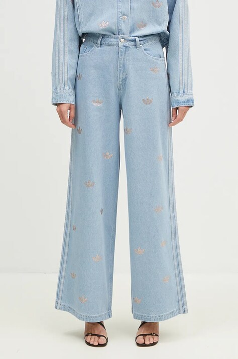 Džíny adidas Originals Femme Galore Denim Rhinestone Pants dámské, high waist, JN3020