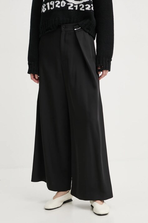 Штани MM6 Maison Margiela жіночі колір чорний широкі висока посадка S62KB0217.M35225