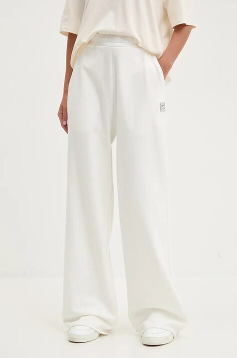 HUGO pantaloni de trening din bumbac culoarea bej, neted, 50528471