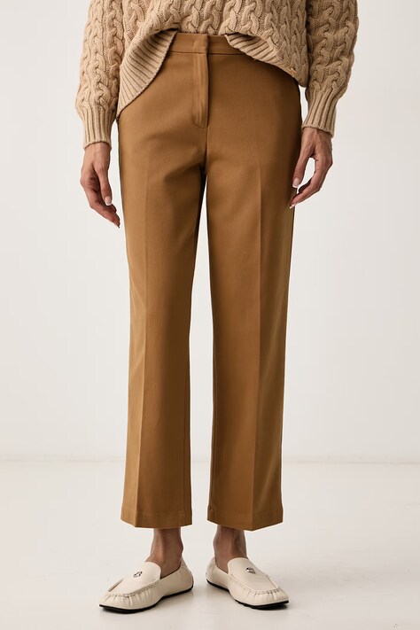 Sisley Nohavice dámske bavlnené s elastanom hnedé high waist 4K2ZLF03V