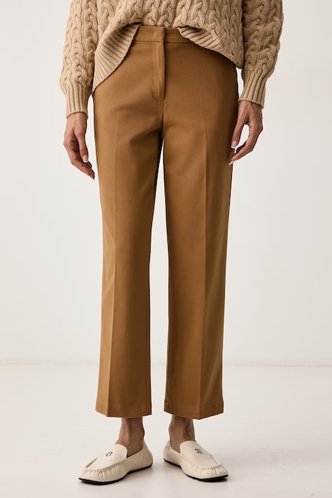 Sisley Nohavice dámske bavlnené s elastanom hnedé high waist 4K2ZLF03V