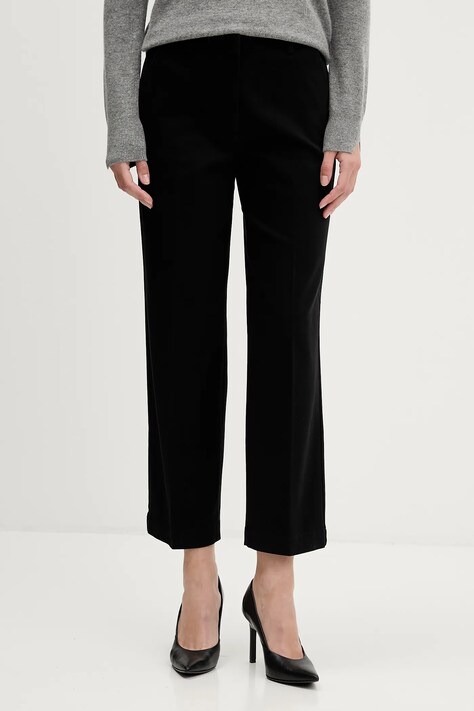 Sisley pantaloni culoarea violet, drept, high waist, 4K2ZLF03V