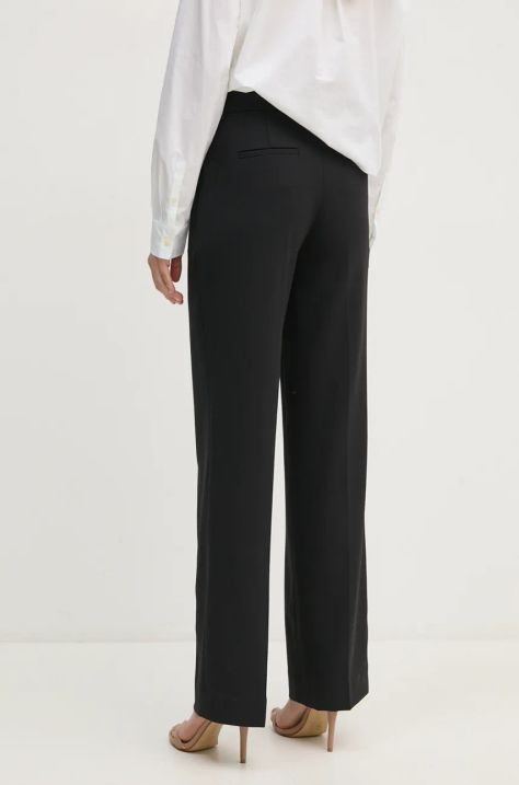 Calvin Klein pantaloni din lana culoarea negru, drept, high waist, K20K207590