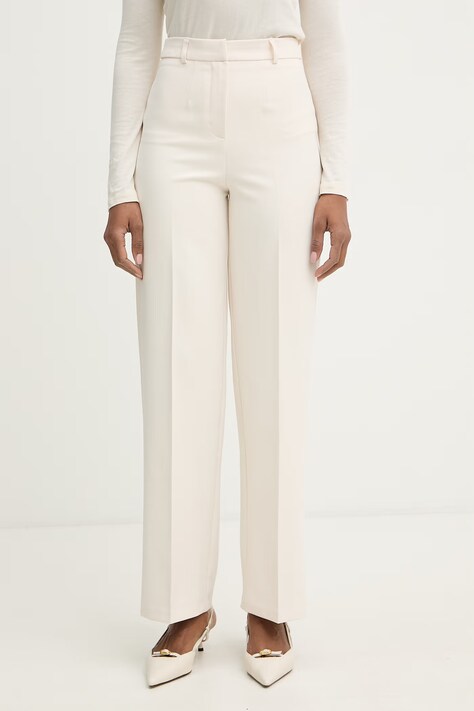 Morgan spodnie straight damskie POYA.F beżowe high waist