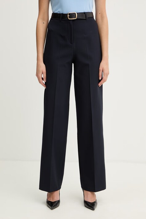 Morgan spodnie POYA.F damskie kolor granatowy szerokie high waist POYA.F